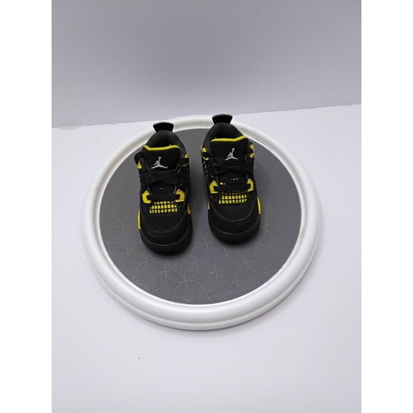 Air Jordan 4 Retro Toddler Shoes Black/Yellow Size 5C - Picture 1 of 8